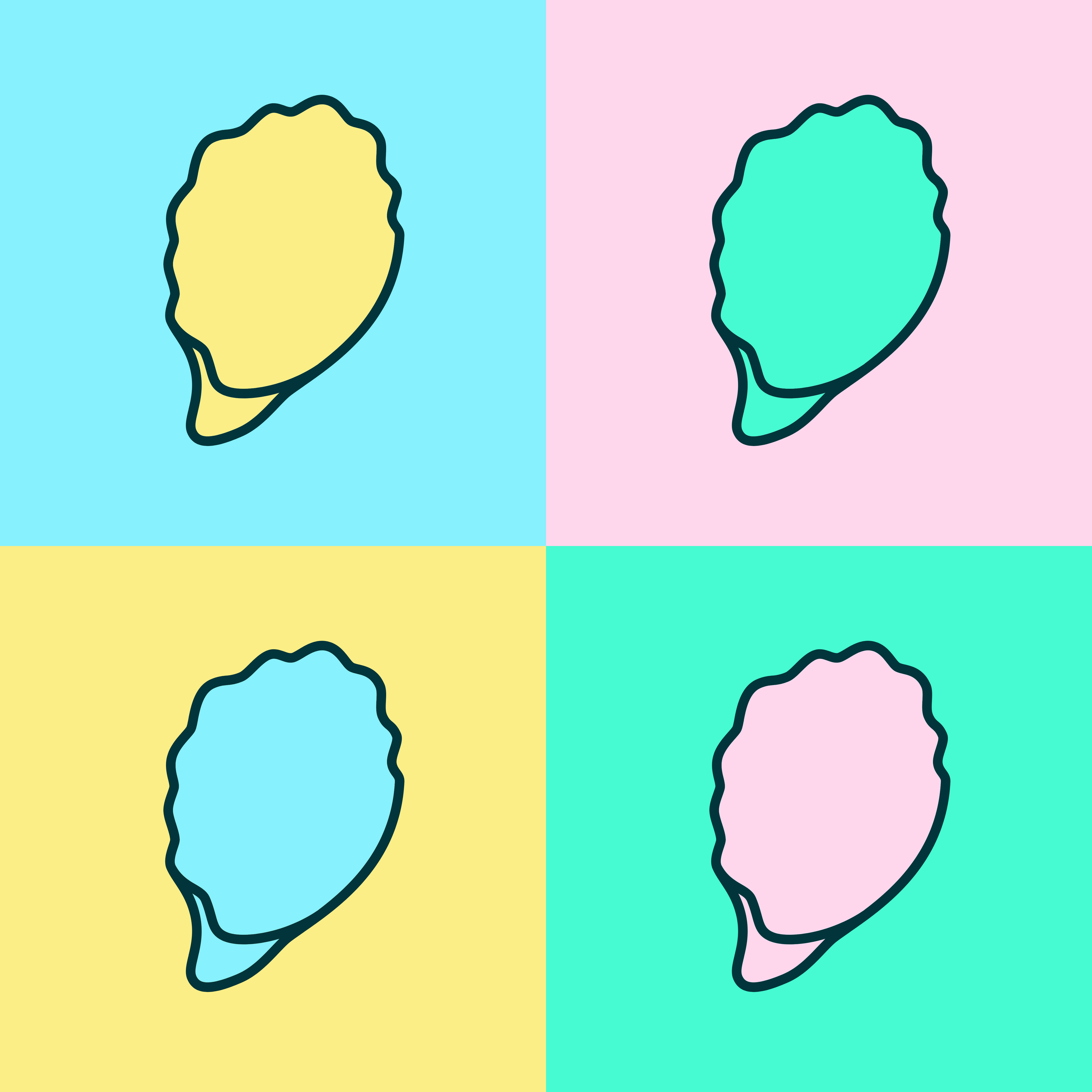 outline of pacific oysters in bright colours
